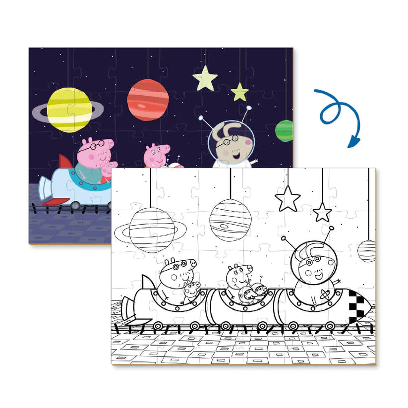 Puzzle 2 en 1 para colorear Peppa Pig Nave espacial (30 piezas)