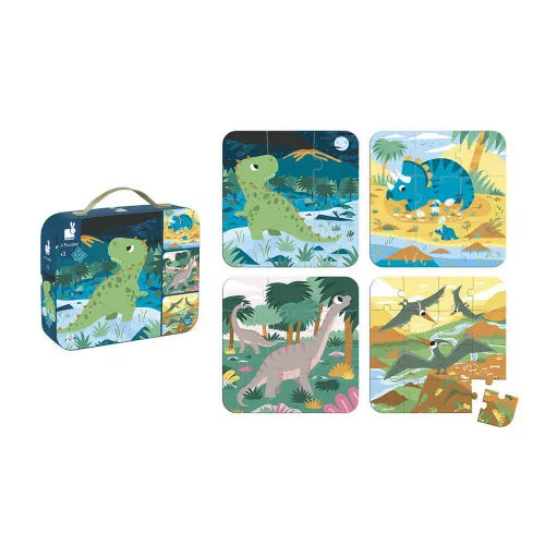 Set 4 Puzles Evolutivos Dinosaurios- Janod