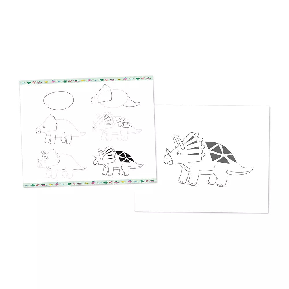 Caja Dibujo Creativo - 20 modelos Dinosaurios