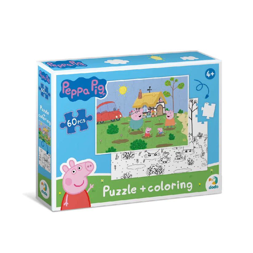 Puzzle 2 en 1 para colorear Peppa Pig Familia (60 piezas)