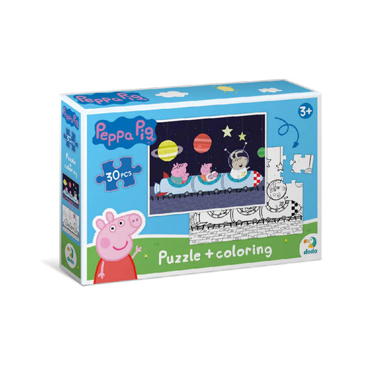 Puzzle 2 en 1 para colorear Peppa Pig Nave espacial (30 piezas)